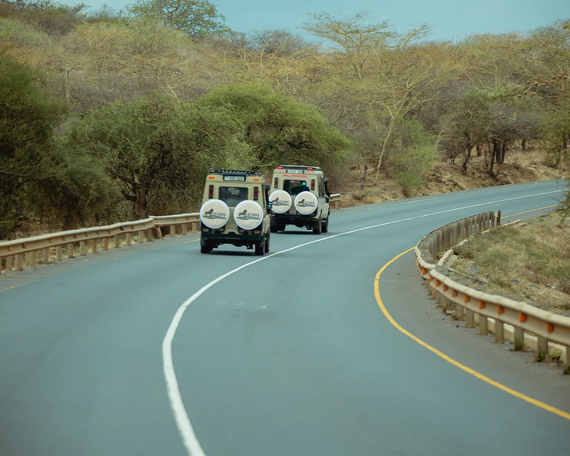 Safari vehicle travelling through a Tanzania wildlife area